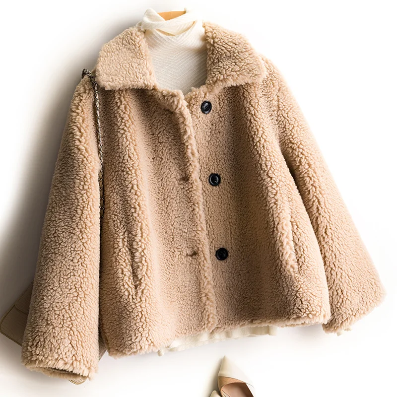 

BELIARST 2019 Autumn and Winter New Granules Cashmere Coat Women's Lapel Cardigan Loose Thick Warm Short Coat Versatile Coat