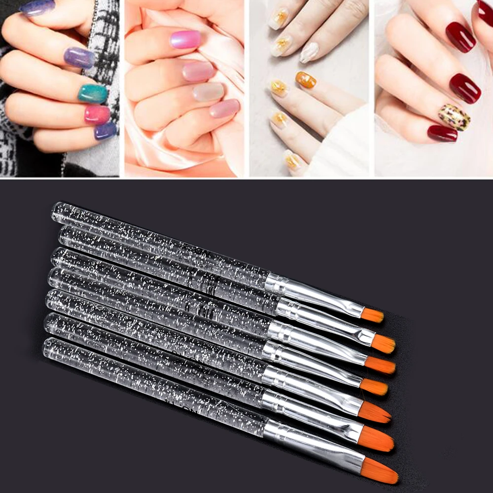 7pcs 7 Size UV Gel Acrylic Crystal Nail Art Design Builder Salon Painting Brush Pen Set Point Dill Brush Set Nail Art Decoration