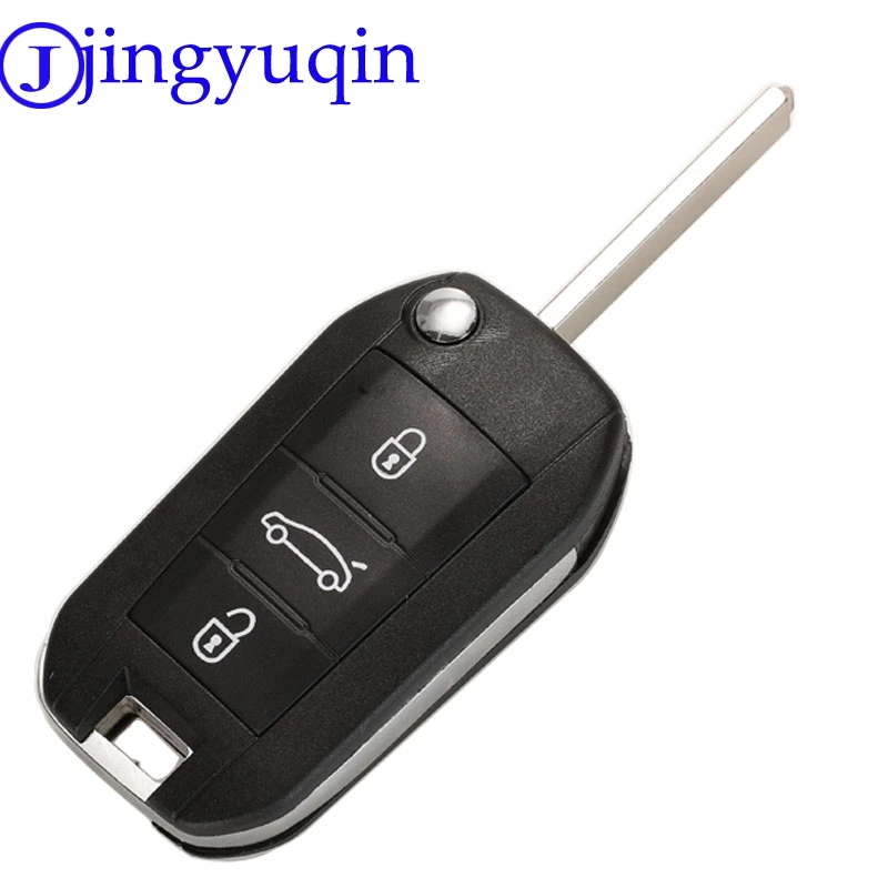 Автомобильный ключ jingyuqin с 3 кнопками для peugeot 208 308 508 3008 5008, не вырезанное лезвие, корпус дистанционного ключа, чехол, брелок