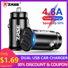 ZRSE 4.8A USB Автомобильное зарядное устройство для samsung S10 Plus Xiaomi Redmi Note 7 Mini USB автомобильный адаптер зарядного устройства для телефона в автомобиле для iPhone 8 6 7 XR
