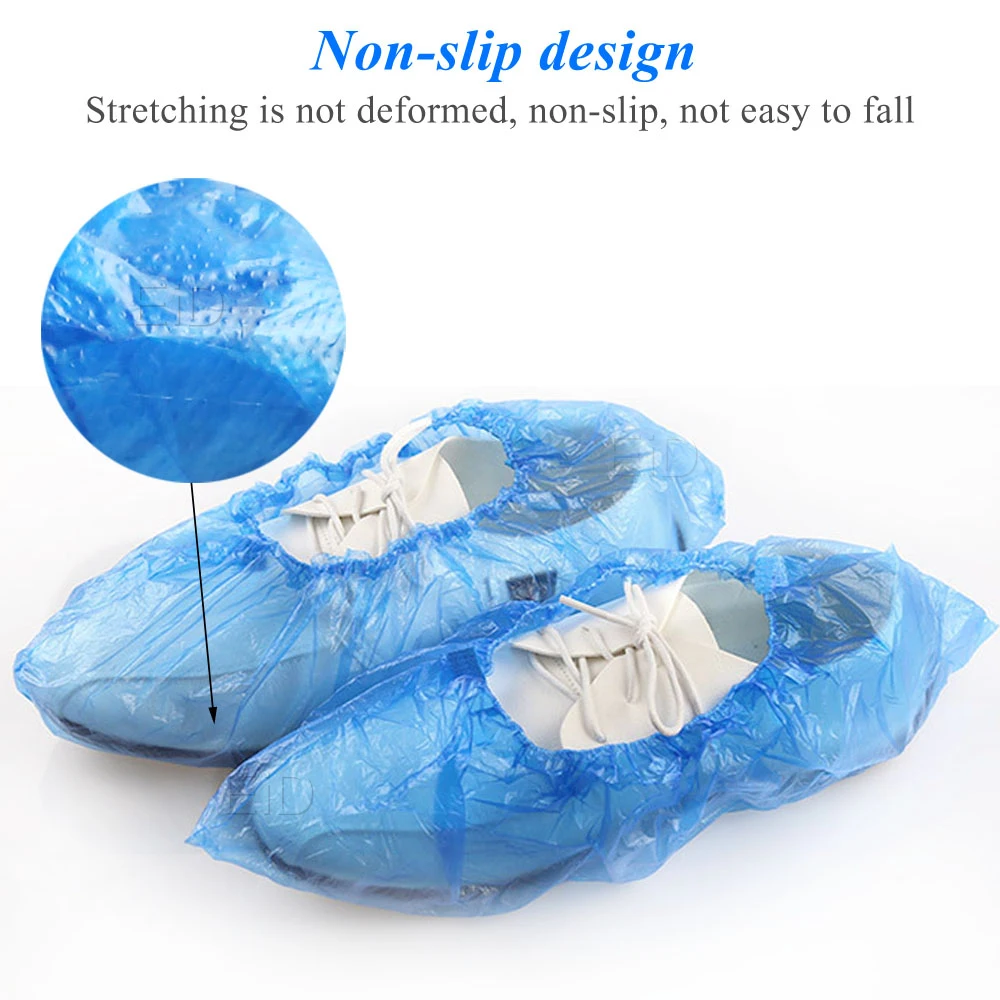 Shoe covers Plastic Waterproof Disposable Shoe Covers Rainy Day Carpet Floor Protector Thick Cleaning Blue Overshoes Protector