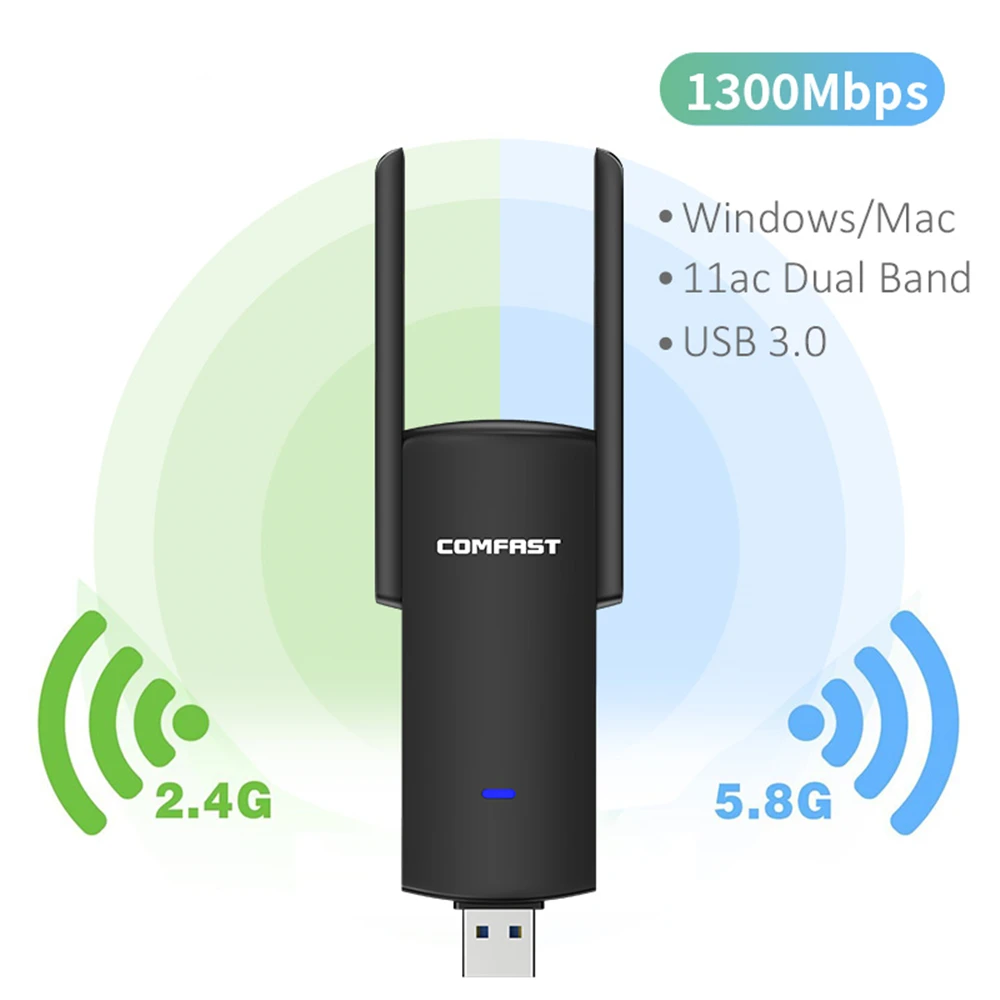 USB Wi-Fi адаптер RTL8812BU 1300 Мбит/с два диапазона | Компьютеры и офис