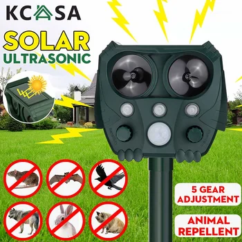 

KCASA Outdoor Garden Solar Ultrasonic Animal Repeller Waterproof Pest Repeller Snake Cat Dog Bird Dispeller Keep Animals Away
