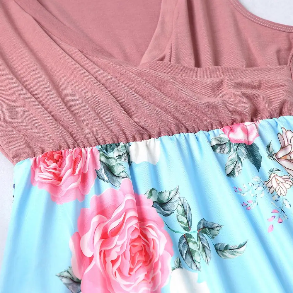 HereNice летняя одежда для мамы и дочки семейная платье с цветочным рисунком