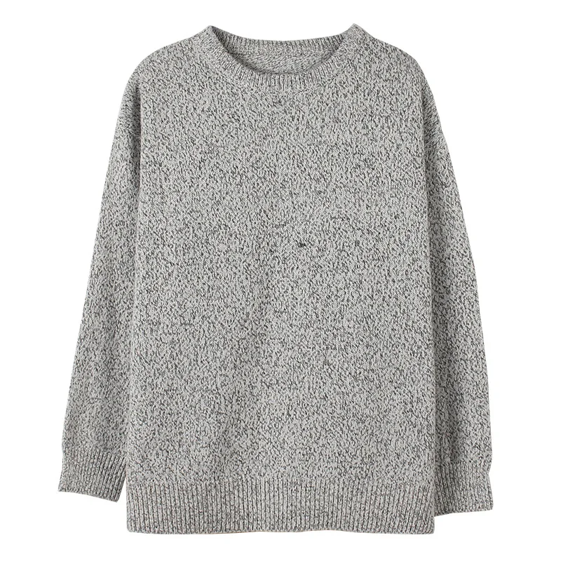 gray Harajuku, Однотонный свитер, зимний модный мужской свитер с круглым вырезом, Свободный теплый свитер, брендовая Стильная мужская одежда - Цвет: gray