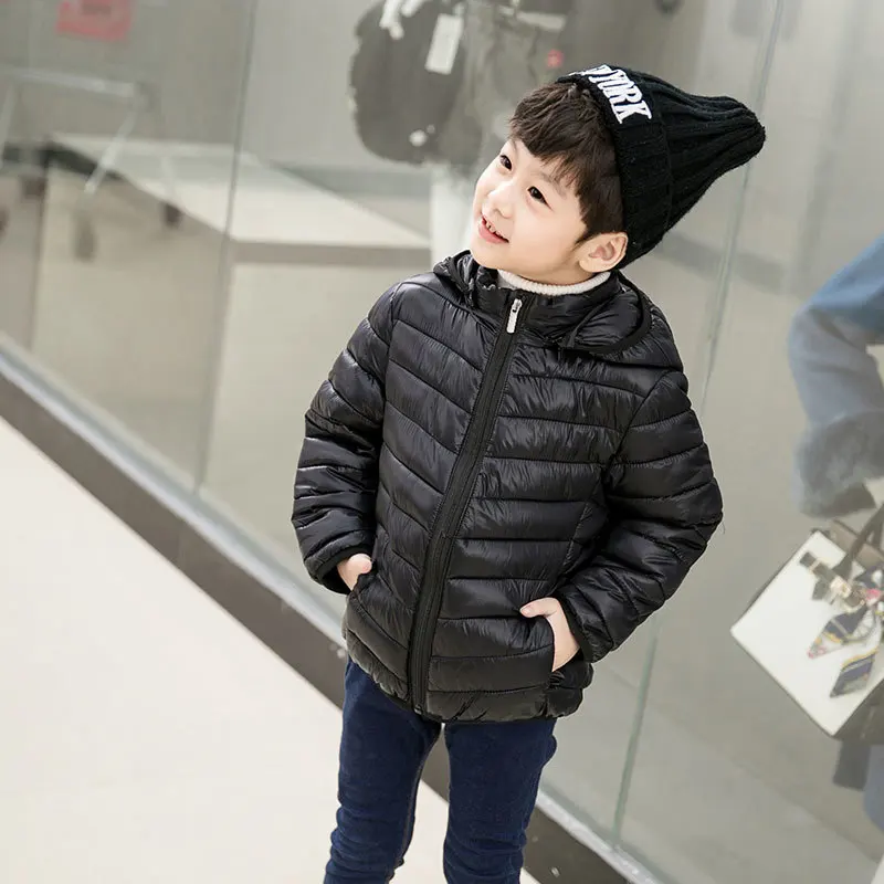 black hooded Детская куртка Весенняя верхняя одежда осеннее теплое пуховое пальто с капюшоном для мальчиков и девочек парка для подростков детская зимняя куртка парки для детей от 2 до 15 лет - Цвет: black hooded