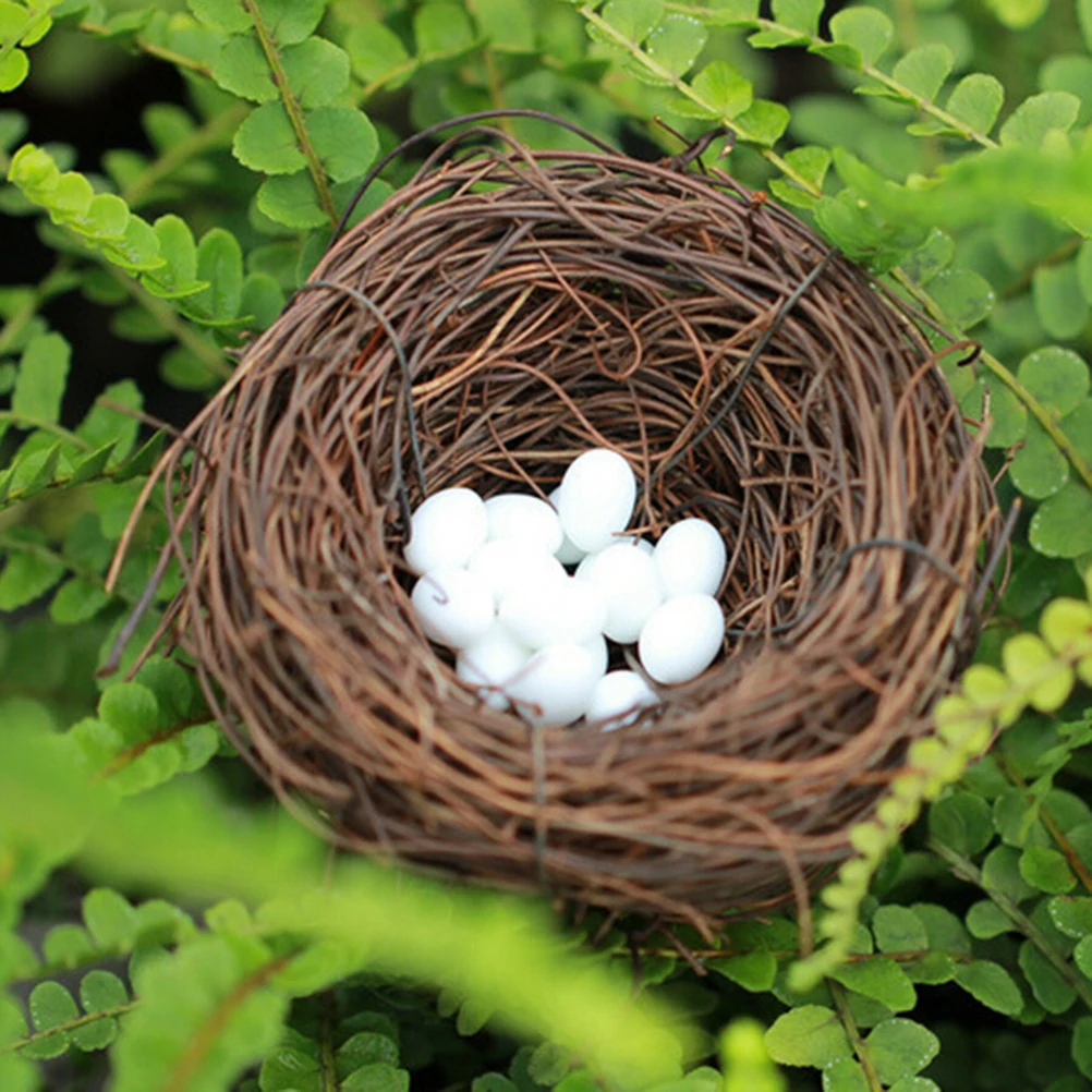 12cm nest DIY Имитация животного модель попугай птица гнездо Статуэтка яйца бонсай для домашнего декора миниатюрное украшение для сада в виде Феи современные аксессуары - Цвет: 12cm nest