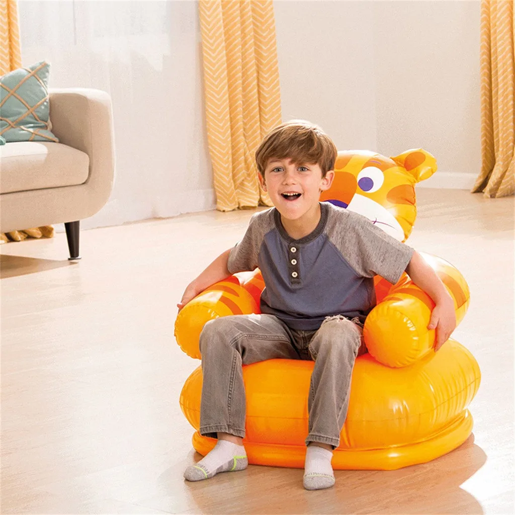 Cute Portable Cartoon Animal inflatable sofa Children Seat Tiger bear For Kid 3-8 Years Old Lovely Kids' PVC Chairs Baby Seats 4