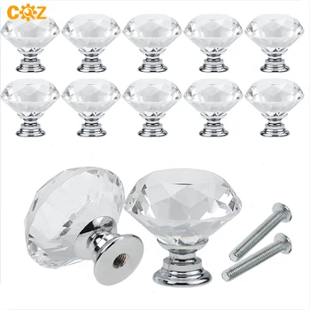 

2pcs 30*30mm Diamond Shape Crystal Glass Knobs Cupboard Drawer Pull Kitchen Cabinet Handles Hardware Wooden Cabinet Knobs