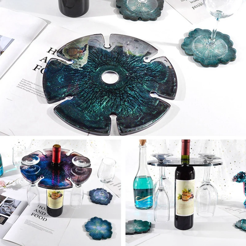 

New Silicone Wine Rack Resin Mold Glass Tray Epoxy Resin Mirror Silicone Mould Bottle Cup Holder Making DIY Handmade Crafts Tool