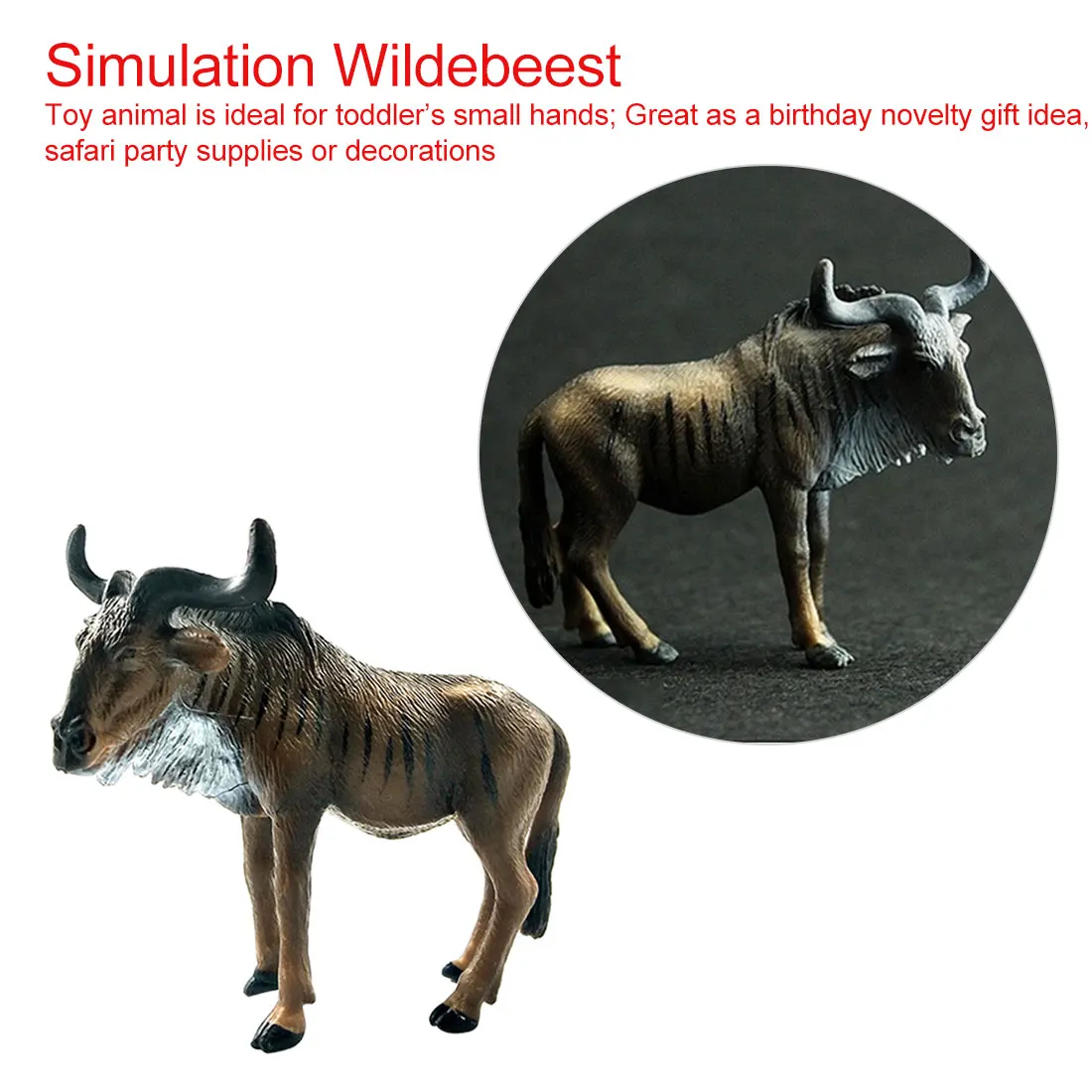 Пересекающиеся продажи модели Африки большой Wildebeest Пластиковые Твердые Детские игрушки украшения подарок