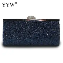 Синий блестящий клатч, кошелек, шикарные вечерние сумки, сверкающая вечерняя сумочка для свадьбы, со стразами, с клапаном, Ослепительная сумка-клатч