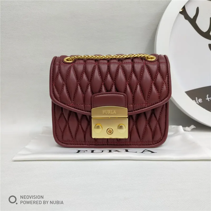 Высокое качество бордовый красный цвет Furla Сумки, Новые поступления оригинальные FURLA женские сумки Размер 17 см x 14 см x 7 см горячая распродажа