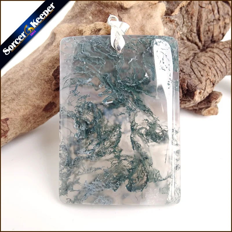 

Green Moss Agates Slice Natural Stone Quartz Pendant Statement Necklace Women Collier Sieraden For Jewelry Making AA726