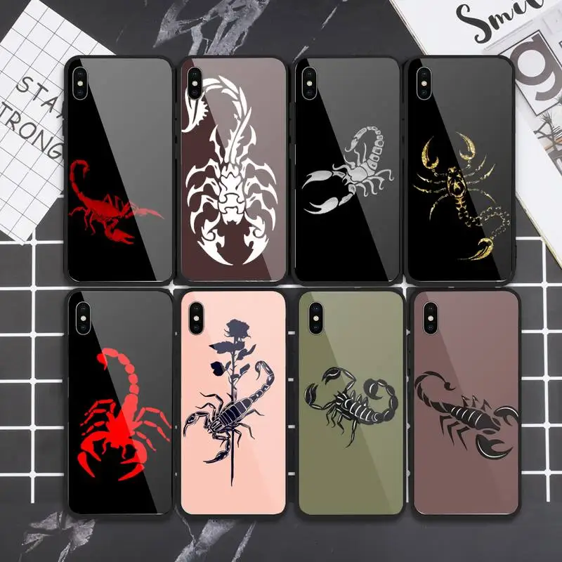 Чехол для телефона с животным крабом скорпионом закаленное стекло iphone 6 6S 7 8 plus X XS