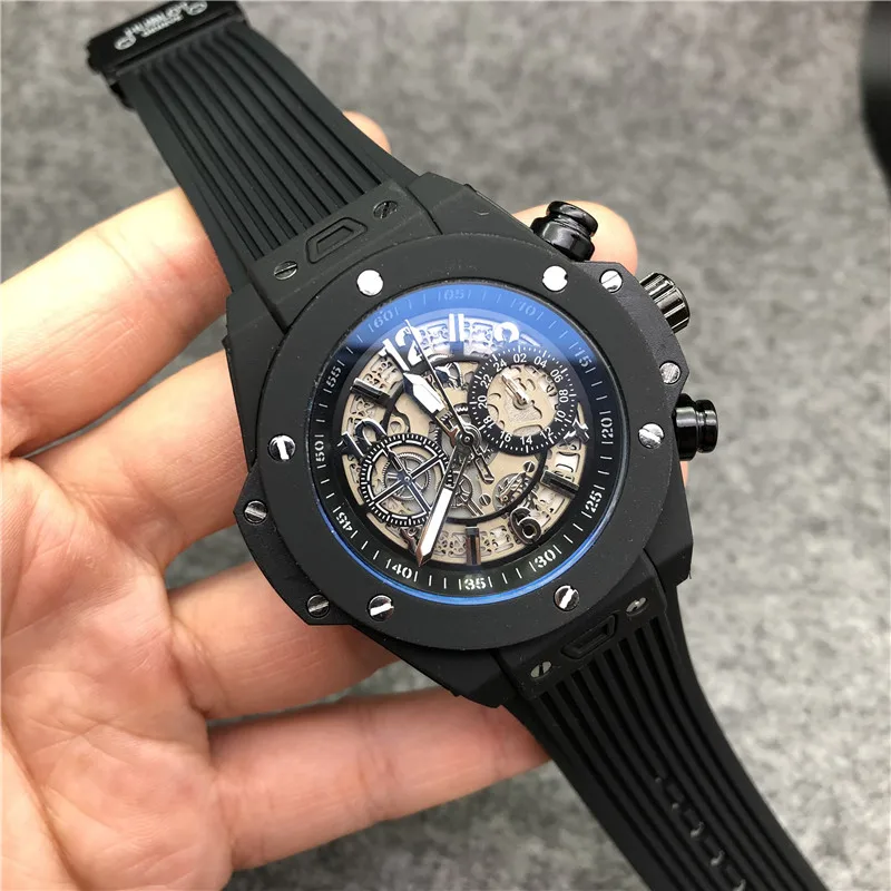 Мужские часы Топ люксовый бренд montre все циферблаты рабочие спортивные кварцевые часы мужские водонепроницаемые наручные часы с хронографом мужские часы - Цвет: Черный