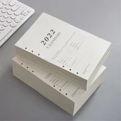 Carnet de notes à feuilles mobiles, calendrier 2022 Pages intérieures A5 6 trous, recharge de bloc notes, Agenda, planificateur, fournitures scolaires et de bureau 