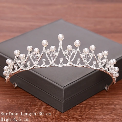 Свадебные аксессуары для волос свадебная тиара свадебная корона золотого/серебряного цвета короны и диадема стразы жемчужный головной убор диадема, корона - Окраска металла: Silver