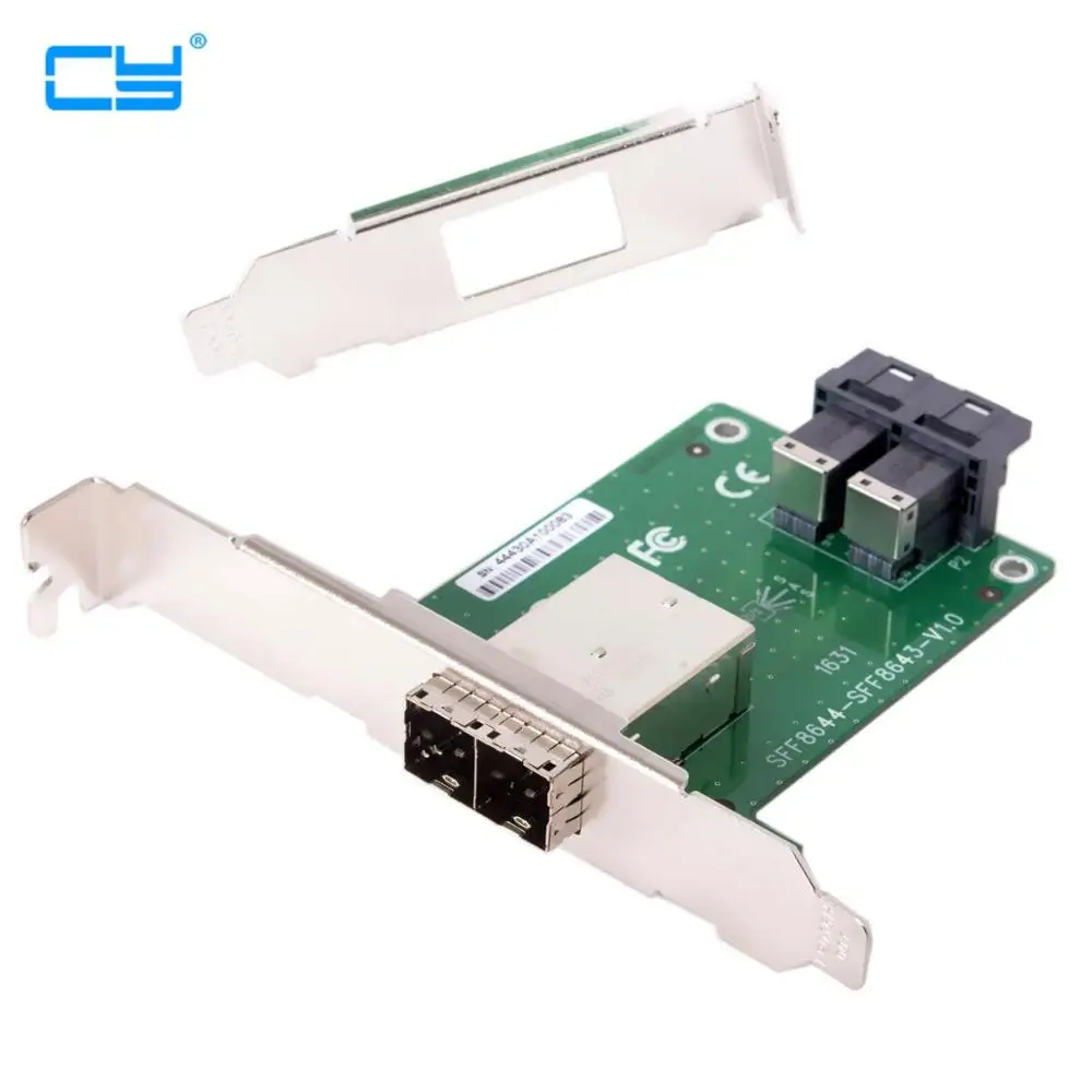 

Двойные порты Mini SAS HD SFF-8644 к внутреннему SAS HD SFF-8643 PCBA Женский адаптер с низкопрофильным кронштейном