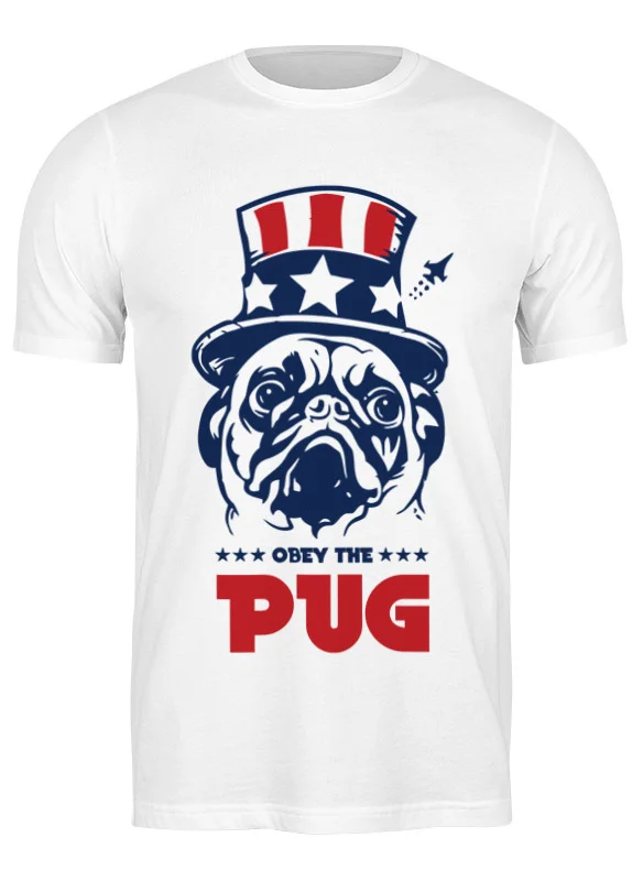 Футболка классическая Printio Мопс Президент (Obey pug) #658817 | Мужская одежда