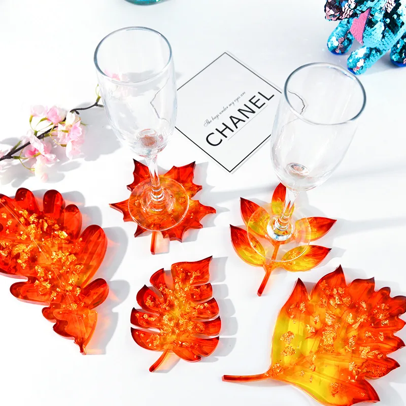 

Coaster Mold with Leaf Shape Silicone Resin Mold, Resin Molds for Epoxy Resin Casting for Making Coasters, Bowl Mat,Home Decor