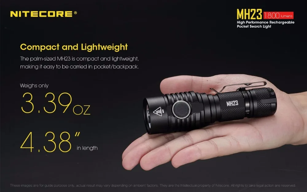 Lanterna para Auto Nova Nitecore Recarregável Bolso Busca Luz 1800lm Cree Xhp35 hd Power Led Defesa Acampamento Resgate Mh23 4 Nitecore-lanterna recarregável de bolso com luz led