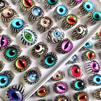 Sparking 20/50pcs Wholesale Mix Eye Ring Unique Design Evil Eye Silver Plated Tone Ring Vintage Men Women Punk Jewelry New 1