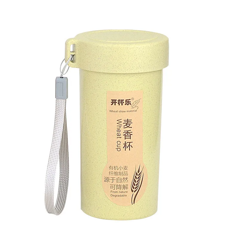 drinking cup for adults 350ml Nature Wheat Straw Portable Water Bottle Leak-proof Drink Container Cup Mug L725 - Цвет: Green