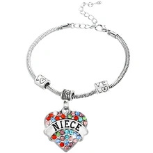 12 шт., браслеты для детей, красочное сердце со стразами, браслеты с подвесками, семейные детские рождественские подарки для детей, ювелирные изделия, цепочка с бусинами