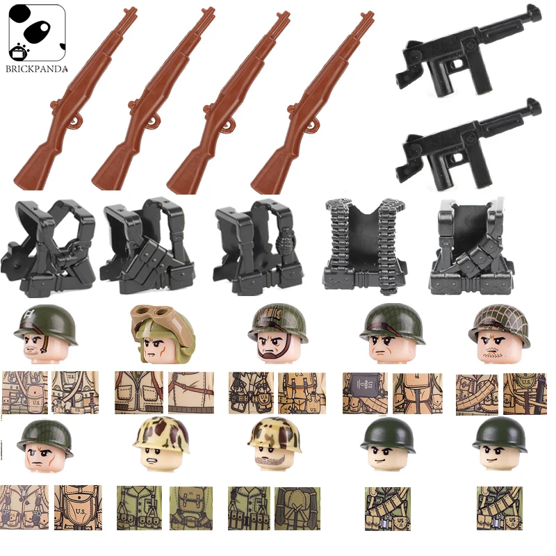 WW2 Military Soldiers US British German Building Blocks Figures 101st Airborne Division Army Accessories Weapons Brick Kits Toys | Игрушки и