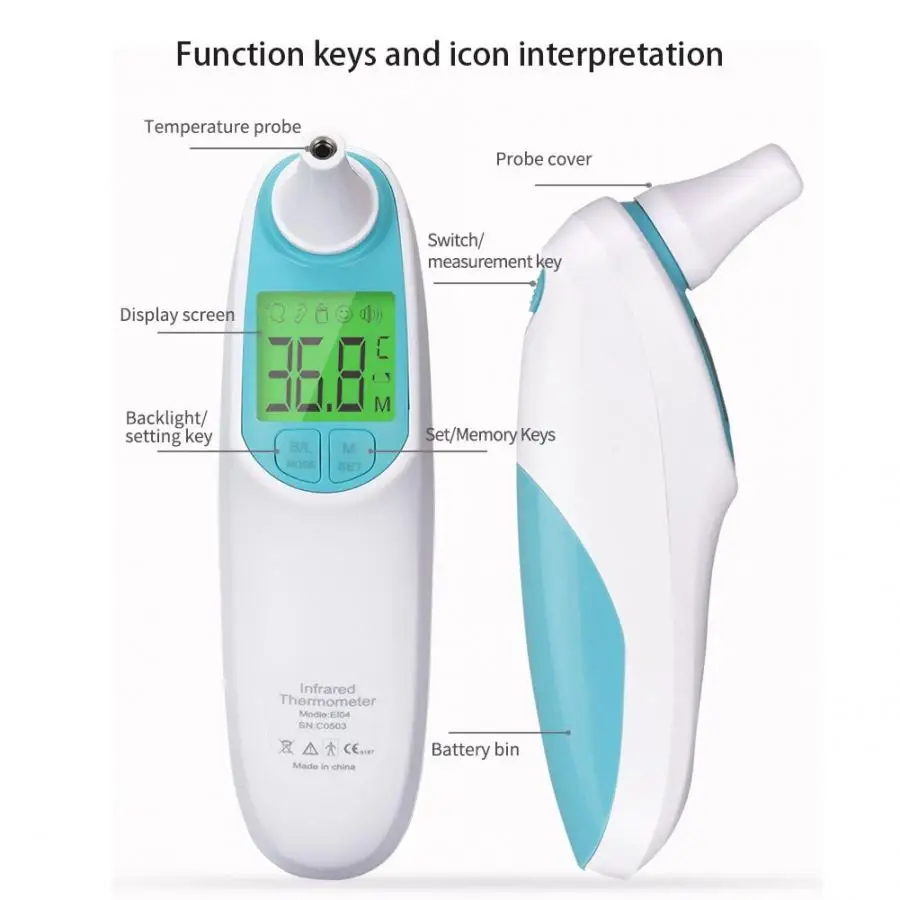 Portable Baby Forehead Ear Infrared Digital Thermometer Children Accurate Clinical Thermometer Measurement Device