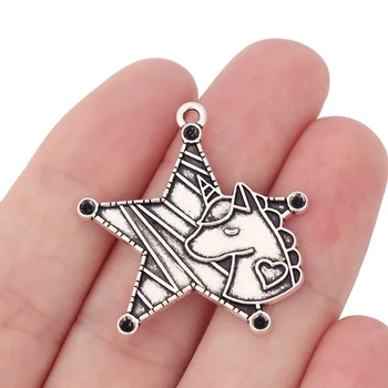 

20 x Tibetan Silver Tone Star Pentagram Pentacle Unicorn Charms Pendants for Necklace Jewelry Making 36x34mm