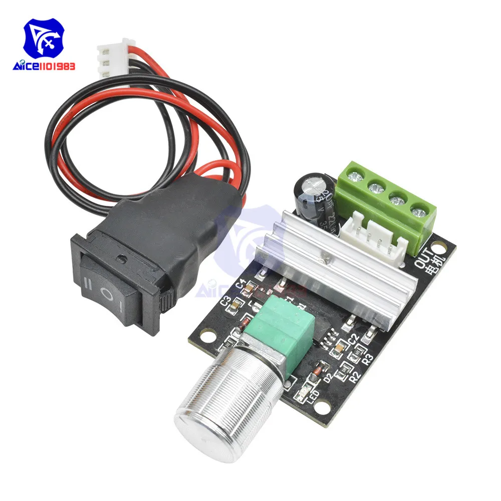 Motor Driver Board 6V 12V 24V 28V 3A 80W DC Motor Speed Controller PWM Speed Adjustable Reversible Switch 1203BB