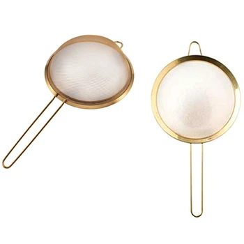 

2x Stainless Steel Fine Mesh Oil Strainer Golden Flour Sifter Sieve Colanders Flour Coffee Mesh Filter S & L