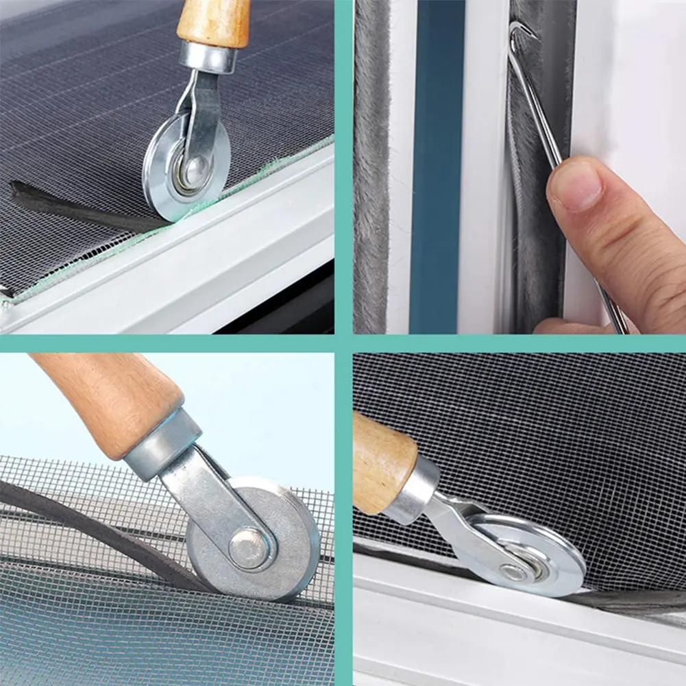 Hand Tools Set Screen Window Spline Roller Rubber Strip Hook Gauze Wheel Home Window Installation Supplies Screen Rolling Tool