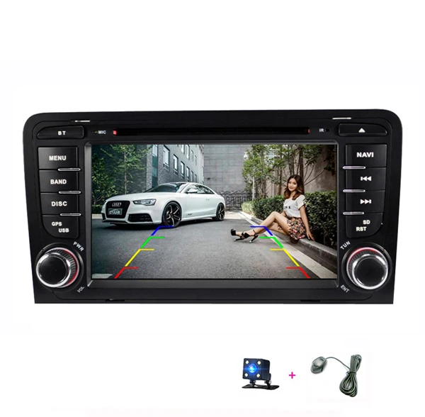 Платформа Android автомобильный радиоприемник 2 Дина DVD плейер gps радио мультимедиа для Audi A3 8P S3 RS3 2003 2004 2005 2006 2007 2008 2009 2010 2011 - Цвет: with Reverse camera