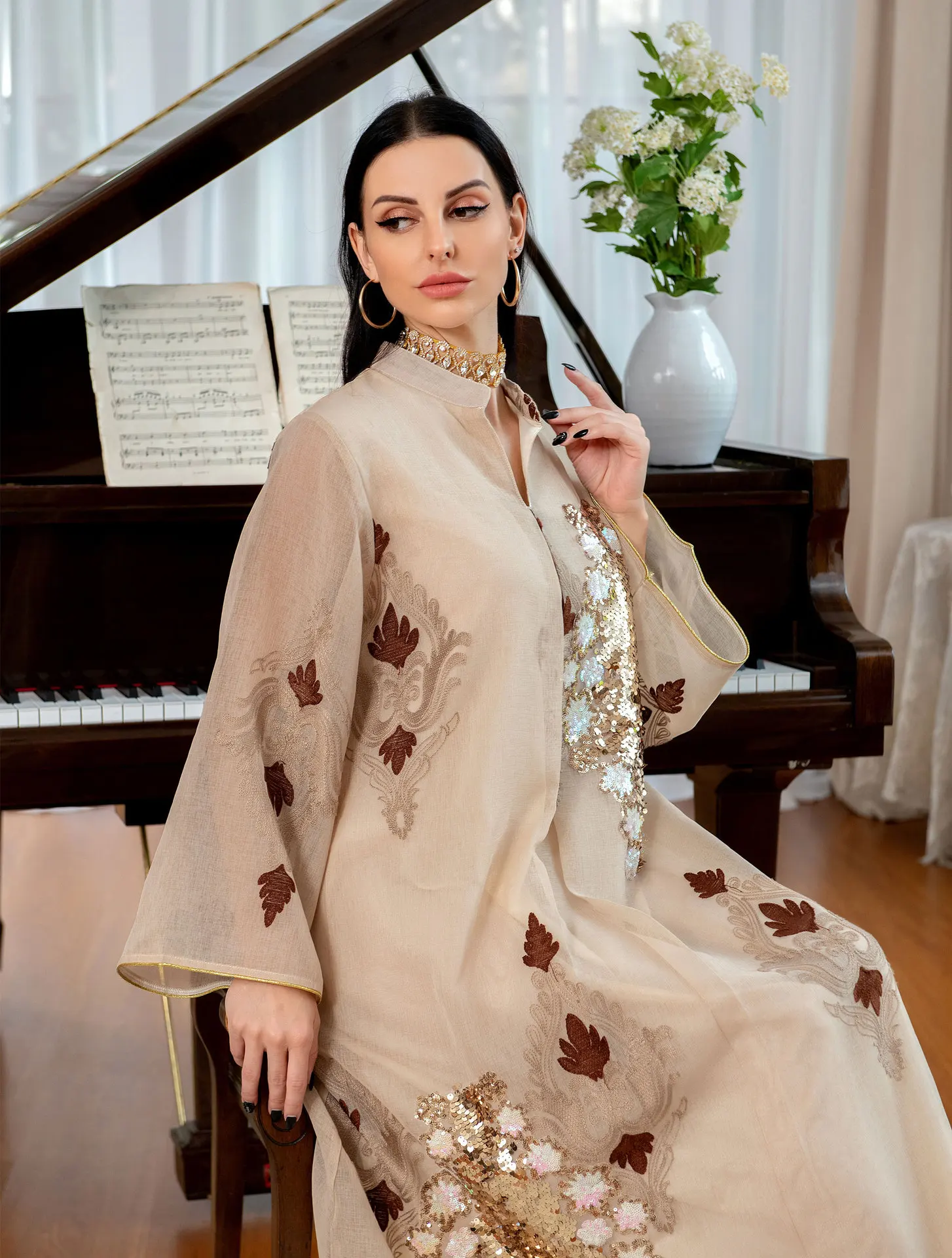 Morocco Ethnic Long Robe Women Embroidery Muslim Dubai Party Abaya Kaftan Turkish Casual Dress Fashion Vestidos
