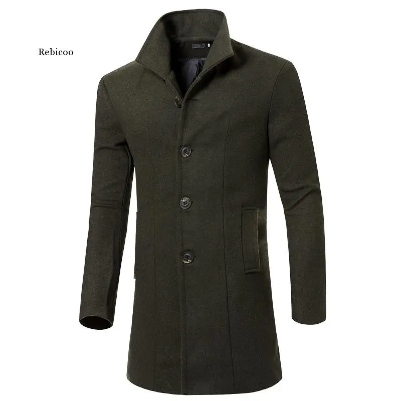 Winter Men's Jackets Warm Winter Trench Long Outwear Button Smart Overcoat Casual Outdwear Thermal Jackets Mens Clothing