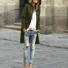 Женское осеннее пальто, однотонный модный кардиган на пуговицах с длинным рукавом, двубортное пальто с карманами, приталенные куртки, женское пальто#30