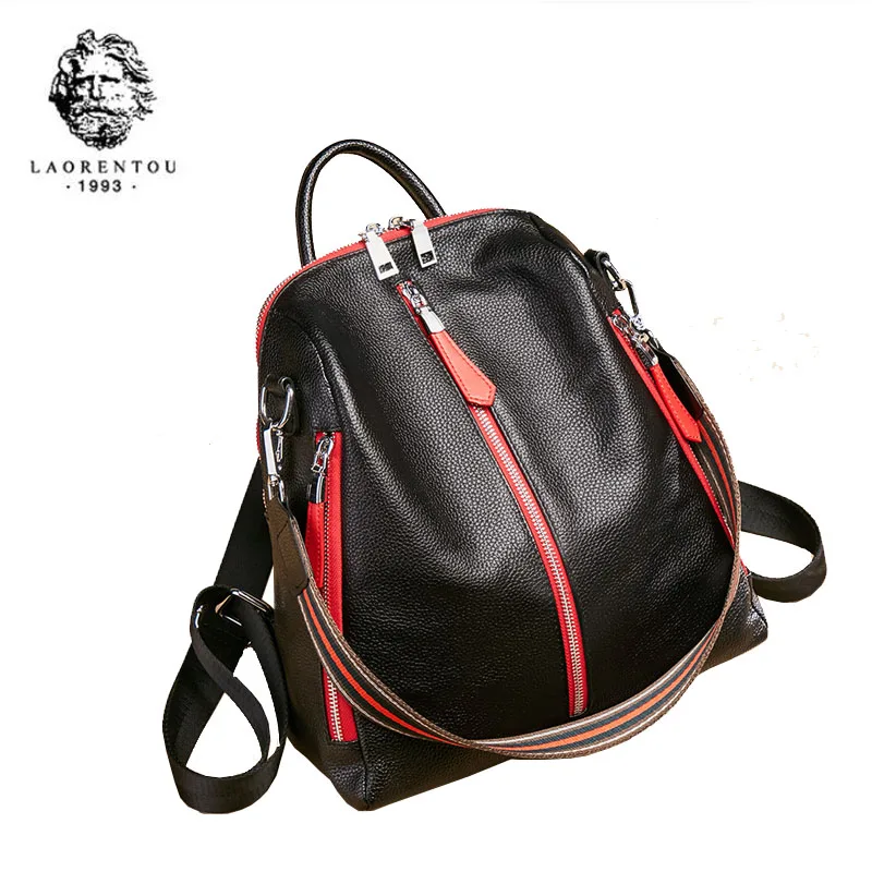 

LAORENTOU Women leather backpack designer bags famous brand women bags 2019 new leather backpack Fashion casual large capacity