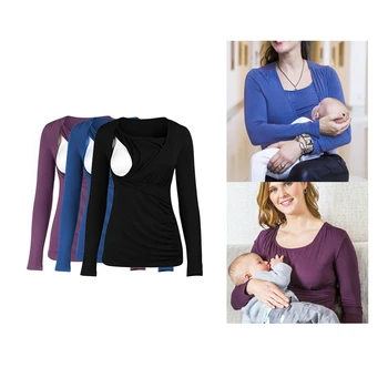 

3 Pcs Maternity Breastfeeding Clothes Pregnancy T Shirt Long Sleeve Blouse Women Tops