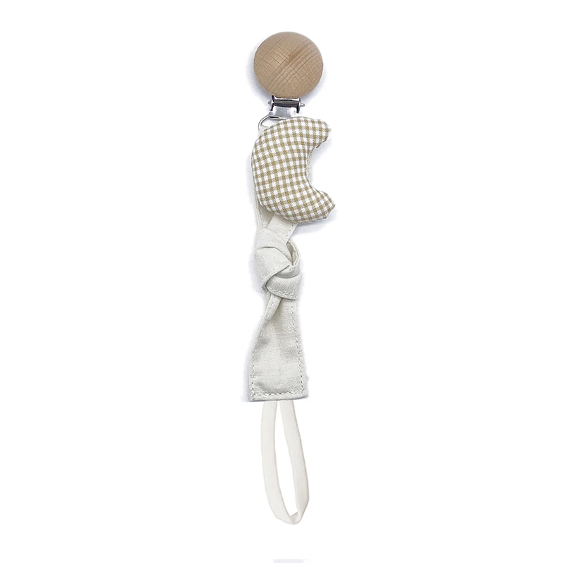 Pacifier Clip Baby Pacifier Clip Infant Newborn Cotton Wooden Pacifier Chain Nipple Soother Dummy Holder Eco-friendly Material
