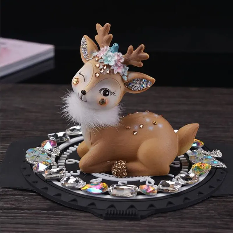 1 комплект, забавный красивый горный хрусталь, олень, 3D статуэтка оленя, изделия из смолы, художественный Декор для дома, сада, автомобиля, украшение стола, орнамент, подарок для детей