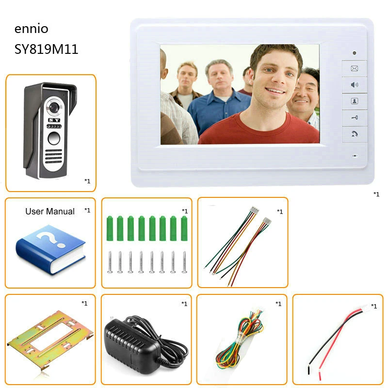 New 7 inch Monitor Video Door Phone Doorbell  Video Intercom System With 700TVL Outdoor IR Camera IP55 Door Phone Intercom