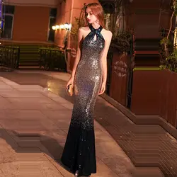 Вечернее платье с открытой спиной Robe De Soiree 2019 платье в пол платья для вечеринок безрукавые вечерние платья с высоким воротником F185