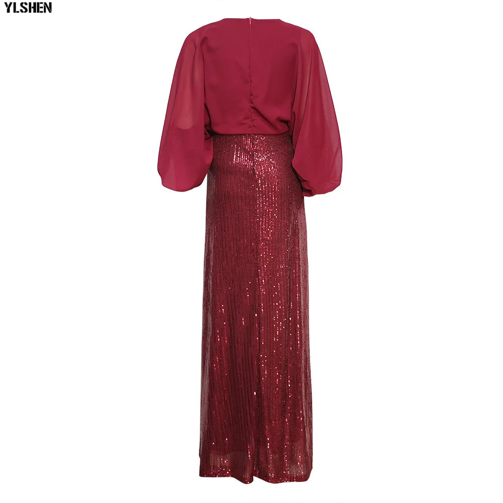 African Dresses For Women Elastic Sequins African Dress Daily Sexy Bat Sleeve Robe Party Evening Long Maxi Dress Africa Clothing 09