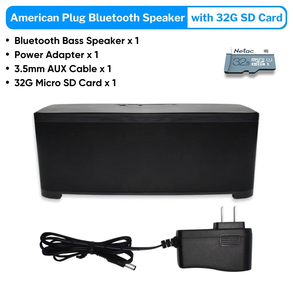 US plug and 32G Card Бас мощный Bluetooth динамик домашняя беспроводная стерео звуковая система 2,1 канал колонка с сабвуфером для компьютера ноутбука ПК - Цвет: US plug and 32G Card