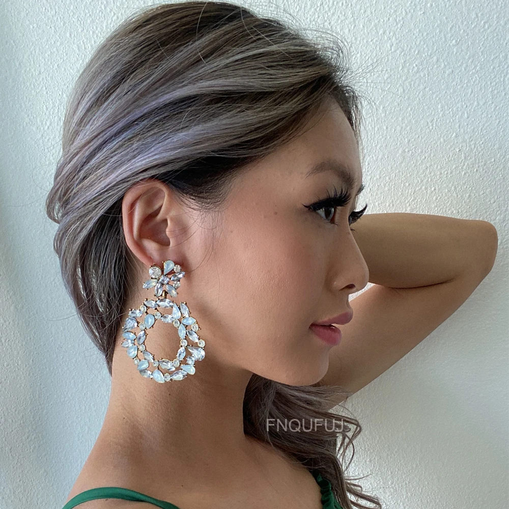 Colorful Statement Earrings for Women Luxury Big Rhinestone Earrings Party Jewelry Gift Accesories