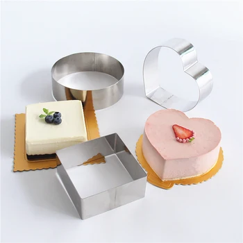 

Stainless Steel Mousse Ring Mold High Cheese Cake 6 Inch 8 Inch Mousse Circle Heart-shaped Square Round Baking Mold 60HB002