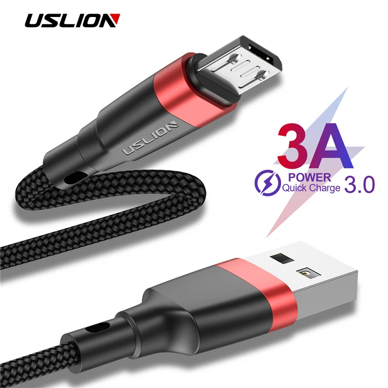 USLION QC3.0 Micro USB кабель для Xiaomi Redmi Note 5 Pro 4 Быстрая зарядка samsung S7 мобильный телефон
